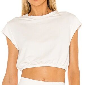 Alo Yoga Dreamy Crop Short Sleeve Top Ivory Size Extra Small
